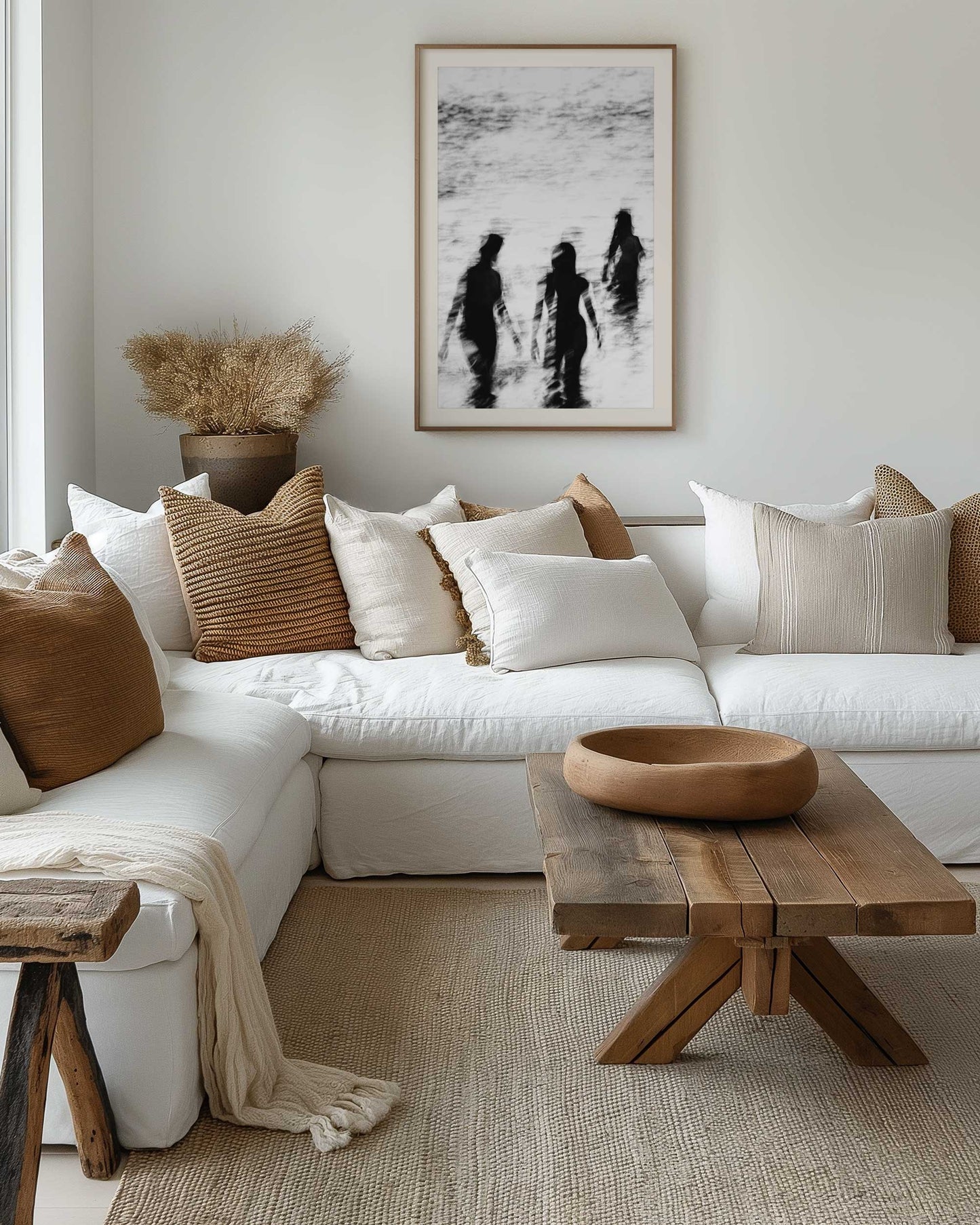 Abstract black and white fine art photography print — soft light and shoreline shimmer captured in Sayulita, Mexico.