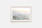 Natural timber framed fine art photography print oBronte Beach scene capturing swimmers in the ocean at sunrise, showcasing the beauty of Bronte Beach.