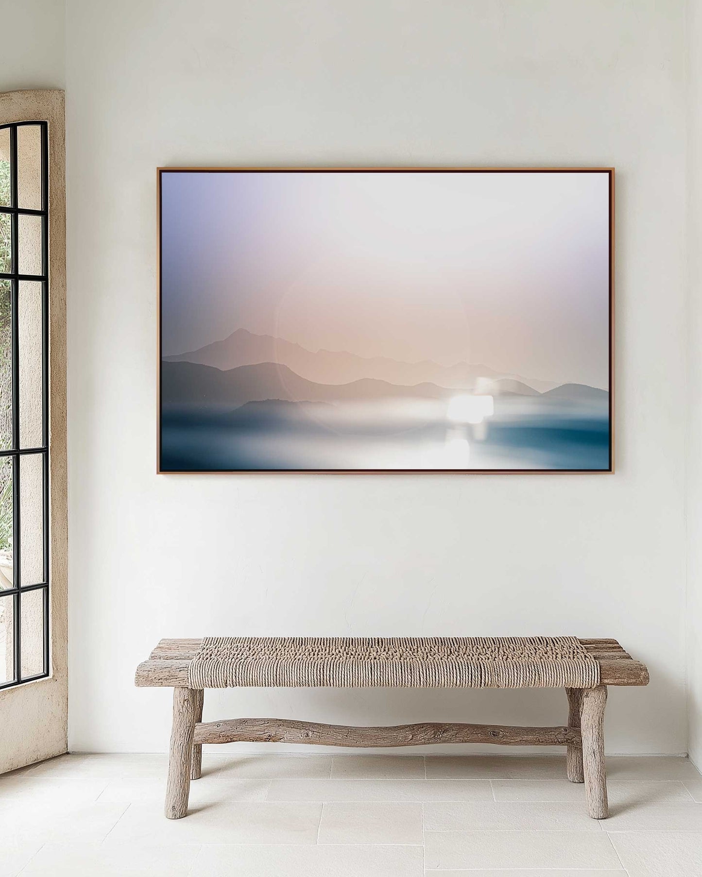 Dreamy ocean pastel fine art print — Cerritos, Baja California Sur with desert mountains and soft morning light.